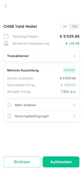 SwissBorg app chsb wallet pending