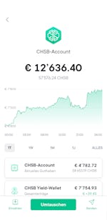 Yield wallet CHSB screen in EUR