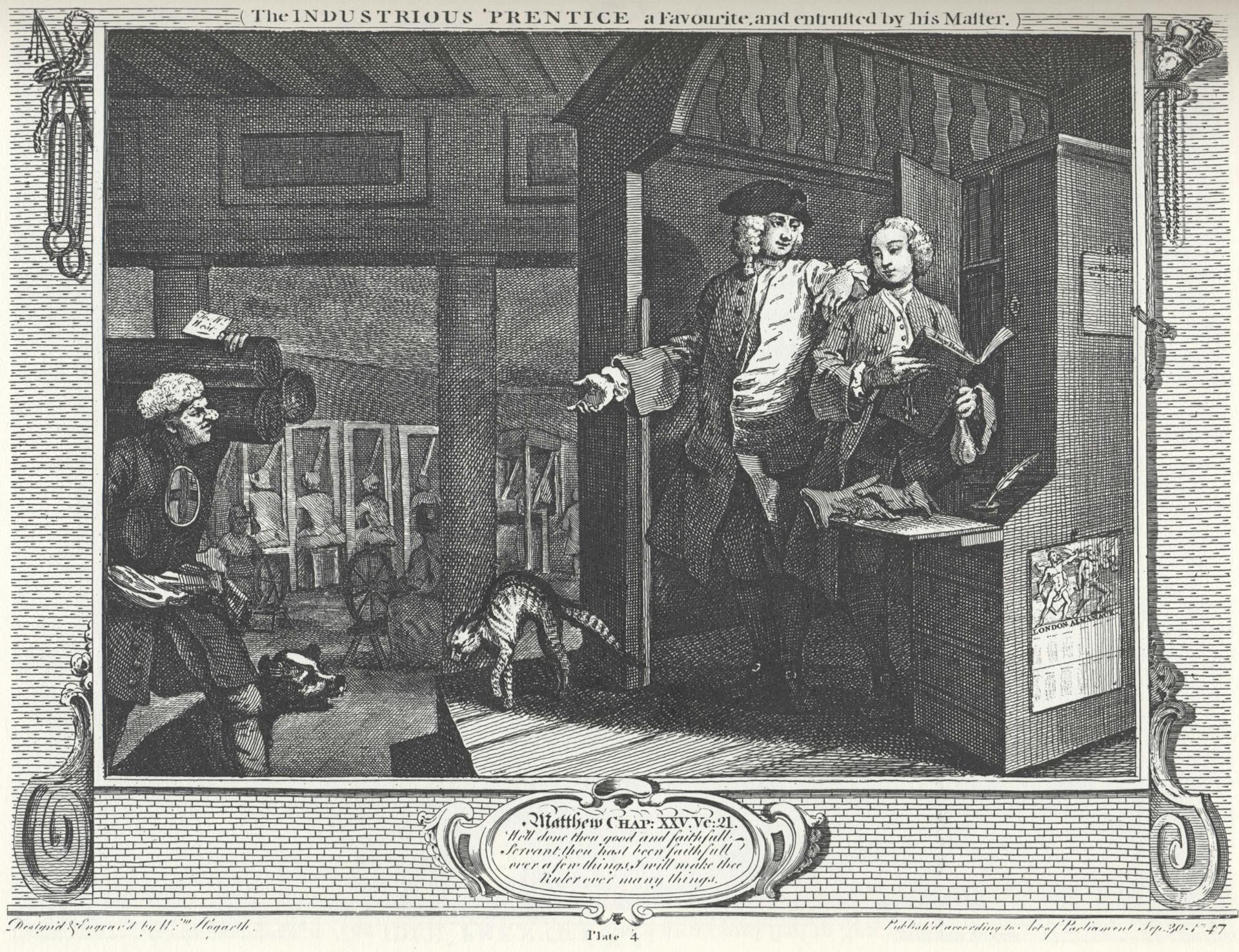 Banner image: Plate 4 from William Hogarth, Industry and Idlness 1747.
