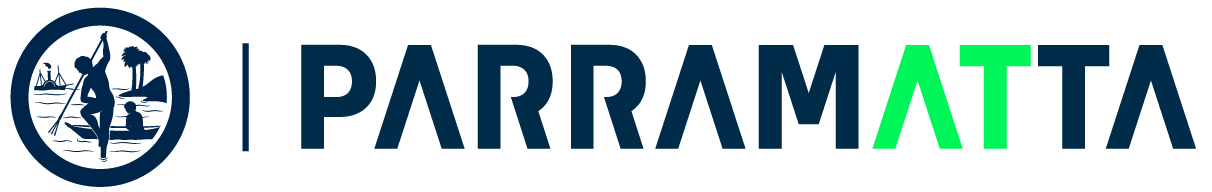 City of Parramatta Logo in blue and green lettering