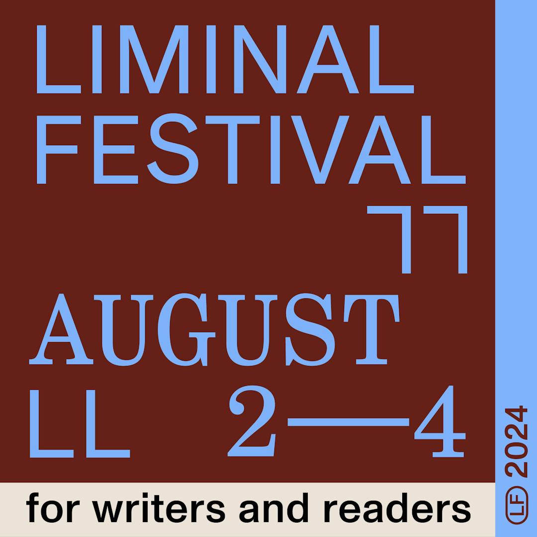 Liminal Festival August 2-4 Tile in blue on burgundy background