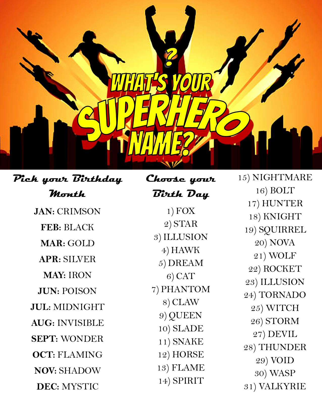 Superhero Name Generator