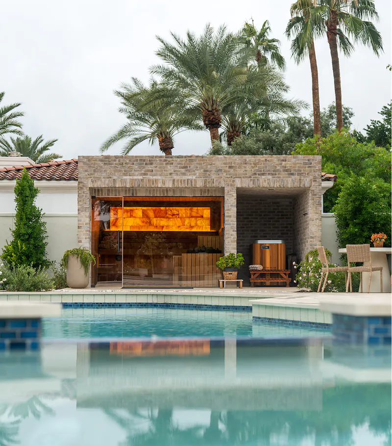 Outdoor sauna in a desert backyard