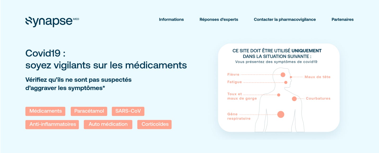 illustration du site Synapse Medicine à propos des consignes sur le Covid