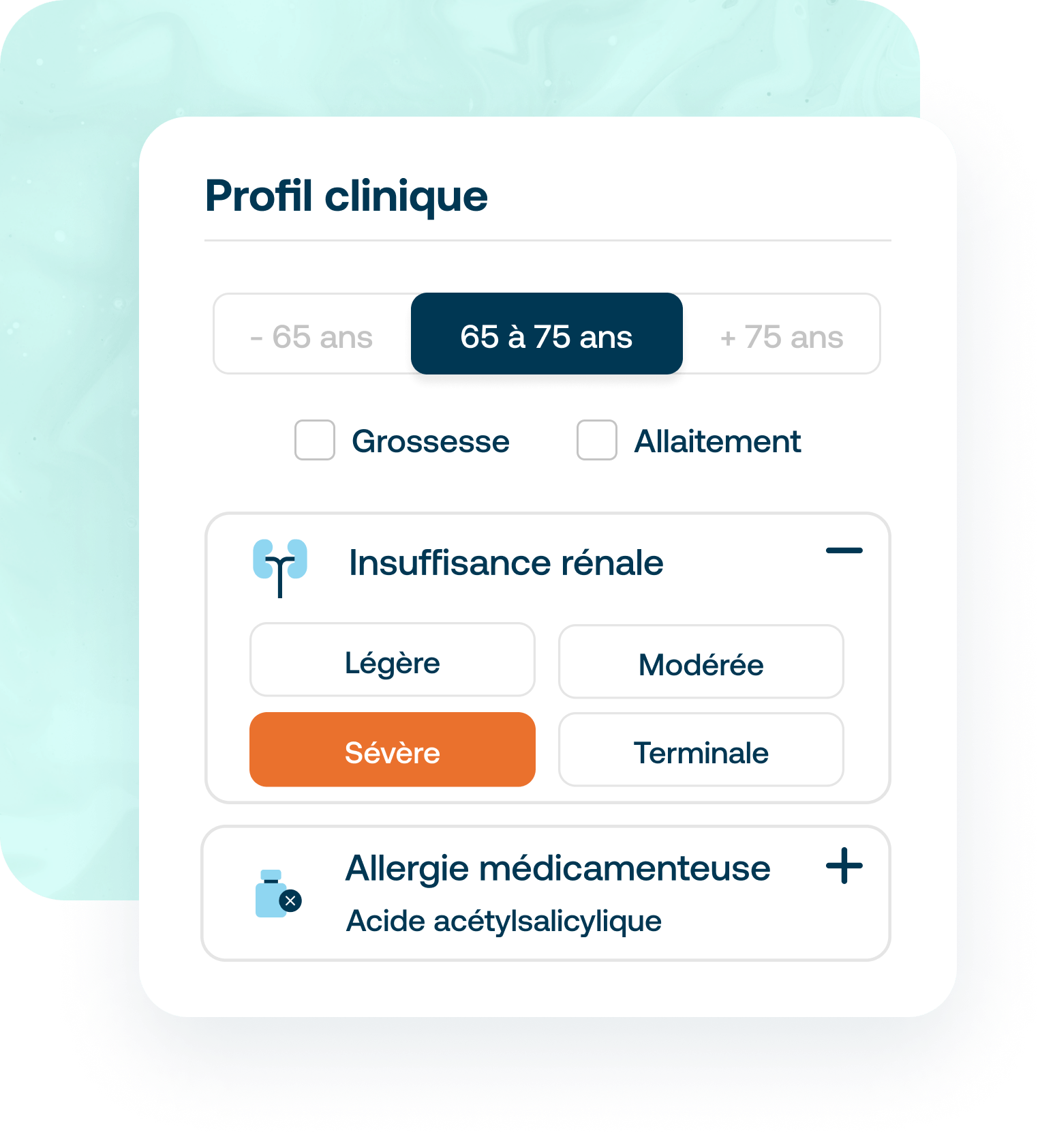Profil clinique du patient dans Synapse Plateforme