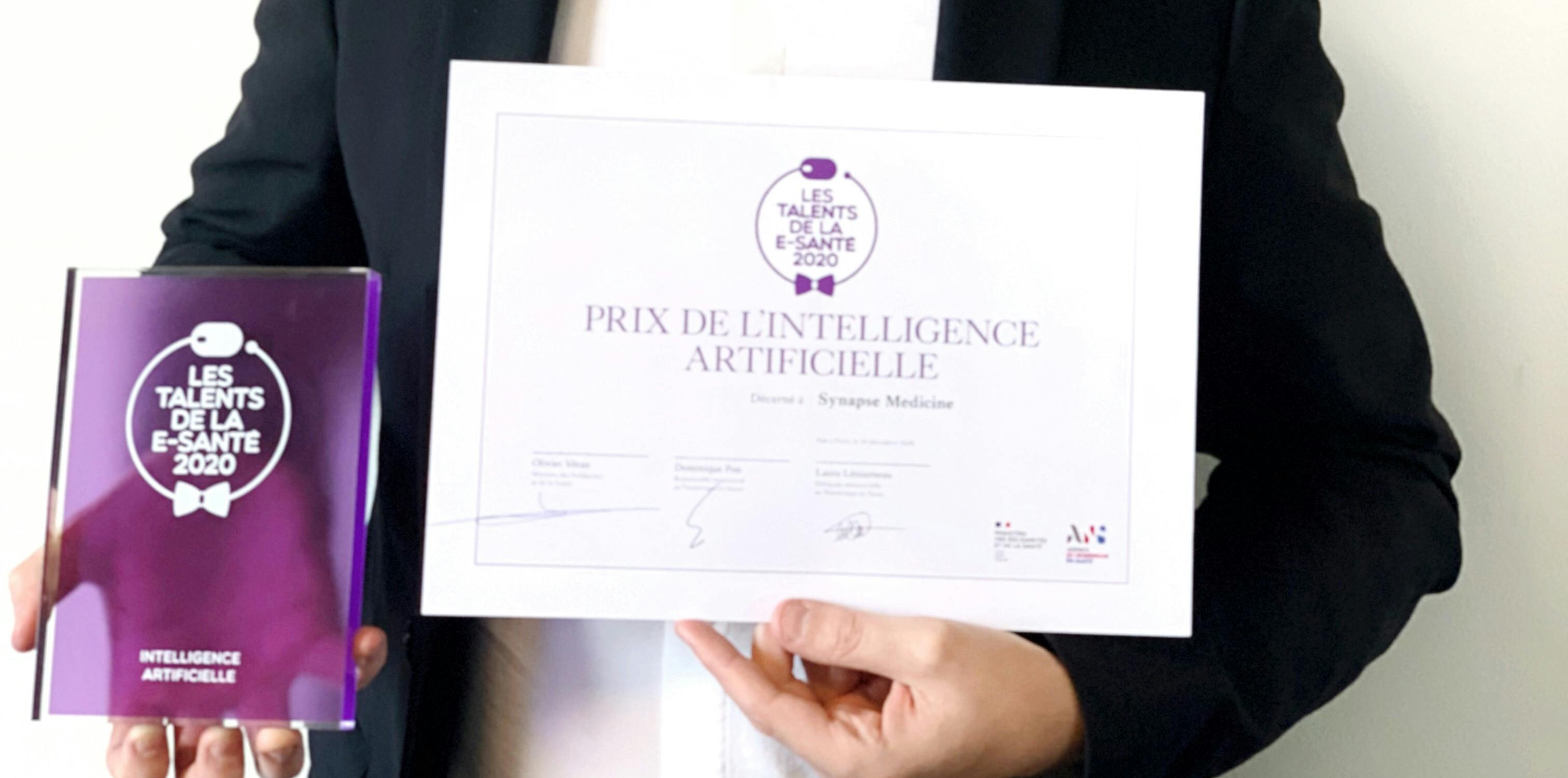 Prix de l'Intelligence Artificielle du concours Talents de la e-santé décerné à Synapse Medicine