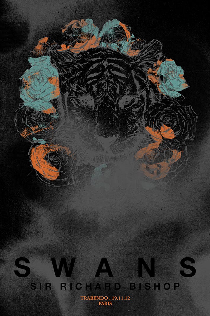 synckop; SWANS; gig poster; print; rock; screenprint; psychédélique; shoegazing; rock expérimental; poster; Michael Gira