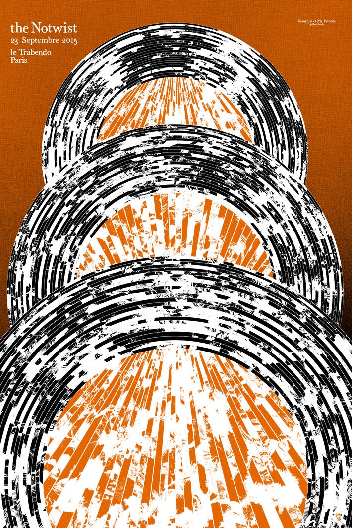 synckop; serigraphie; the notwist; design; geometrie; orange, rock poster: screenprint