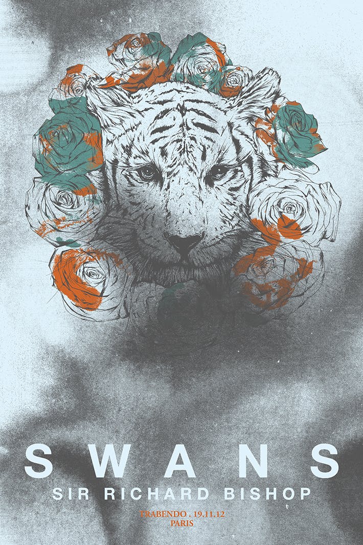 synckop; SWANS; gig poster; print; rock; screenprint; psychédélique; shoegazing; rock expérimental; poster; Michael Gira