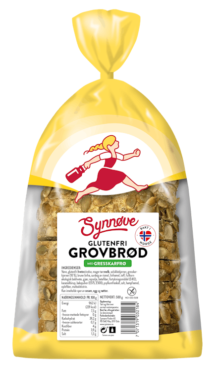 Synnøve Glutenfritt Grovbrød med Gresskarfrø