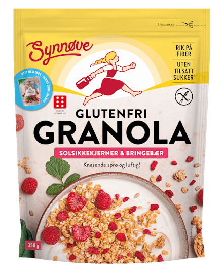 Glutenfri Granola Bringebær