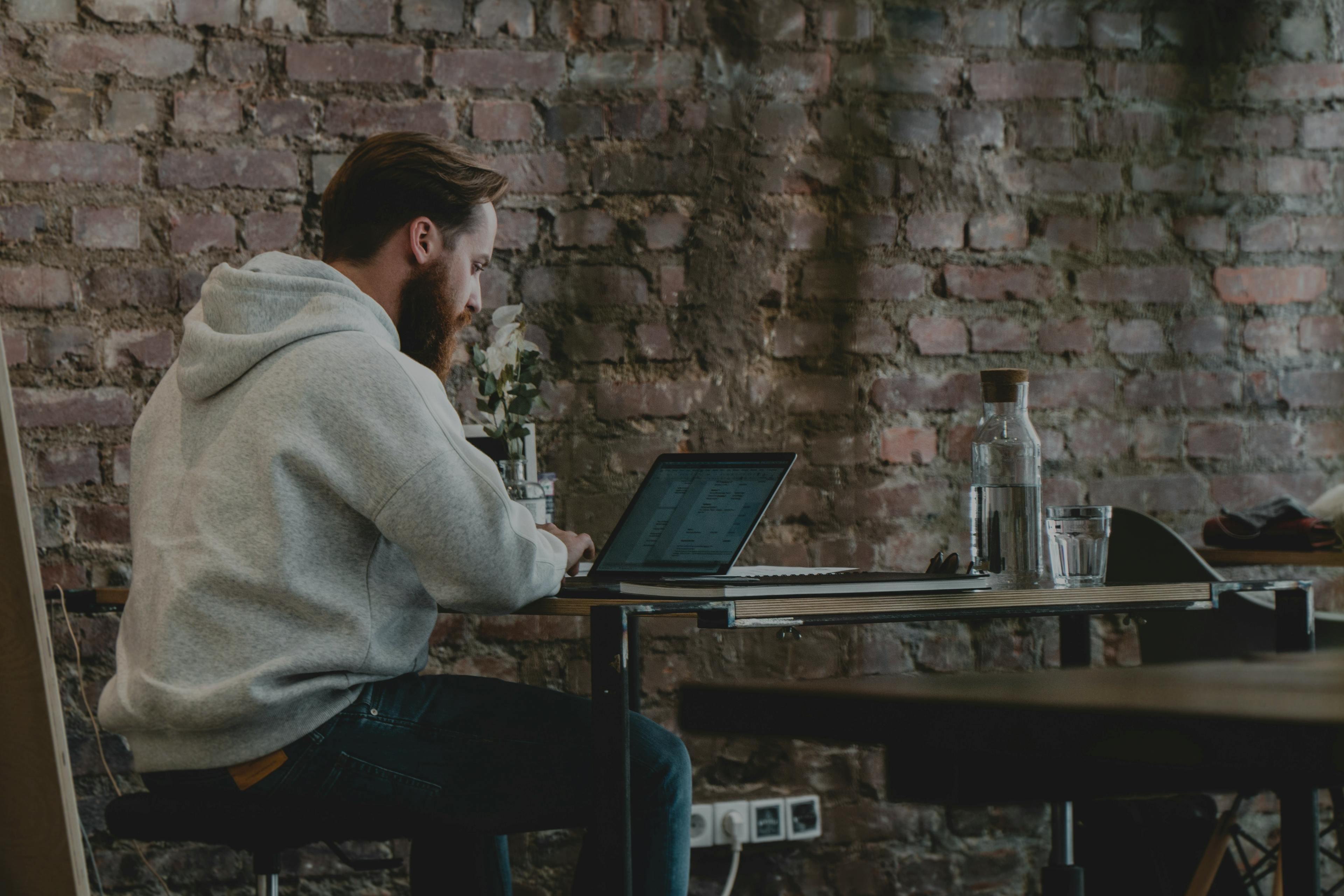 Man sat on laptop