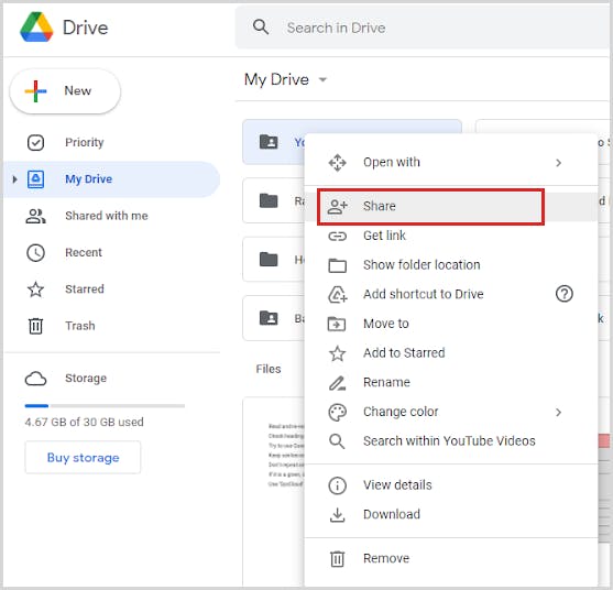 how to transfer google drive files to another account- sharing feature