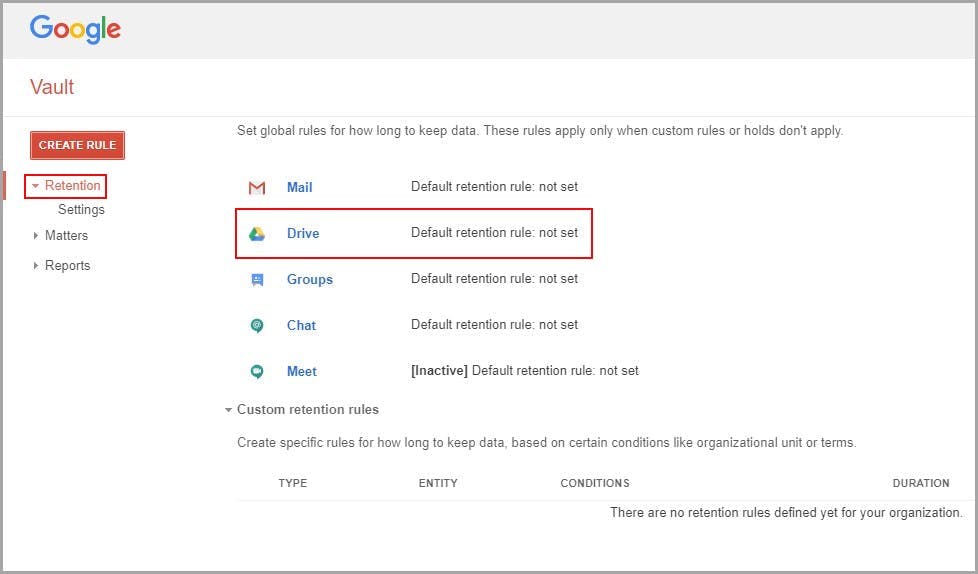 backup Google Drive with Vault - step 2