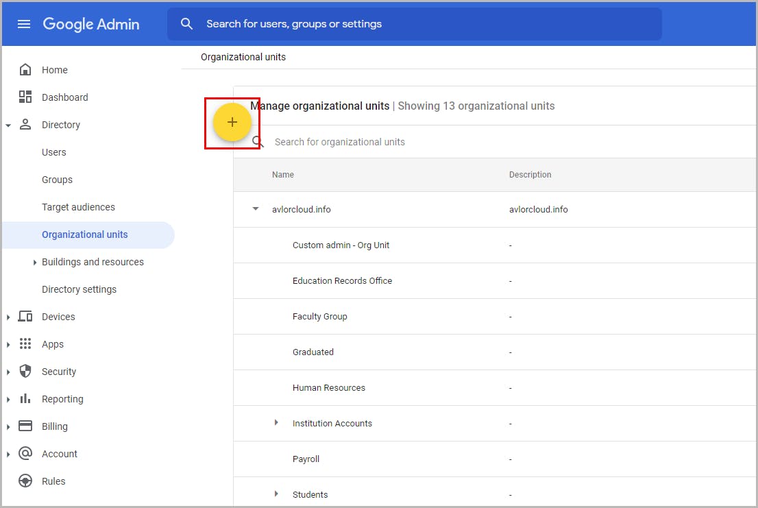 create google organizational unit