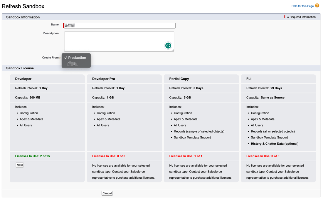 salesforce sandbox refresh