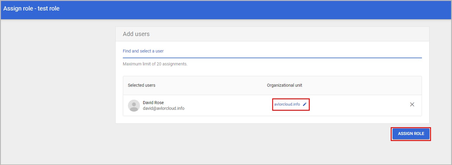 Create a custom administrator role for a google organizational unit
