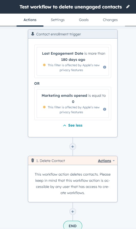 delete unengaged contacts using workflows