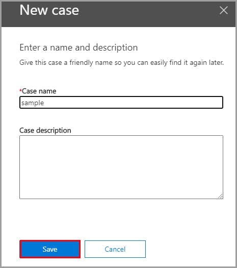 Enter case name and description