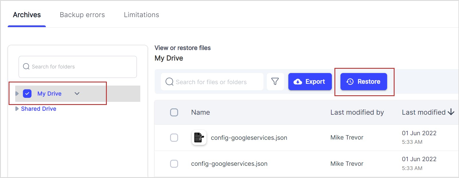 Transfer Google Drive files using SysCloud