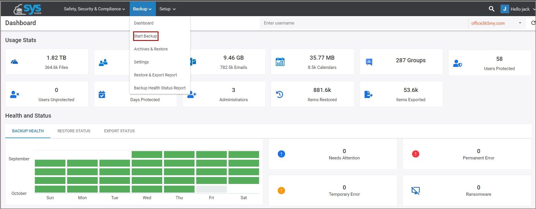 SysCloud Dashboard