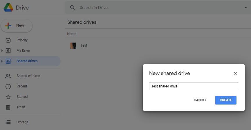 How to create a shared drive