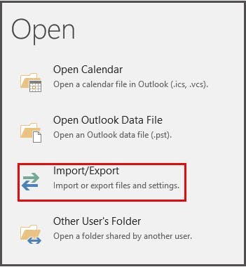 Outlook Import Export