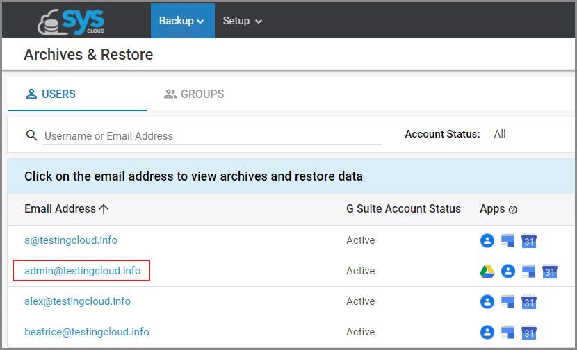 SysCloud - Backup and archive