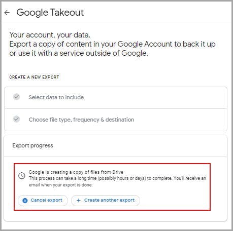 backup google drive using google takeout - step 4