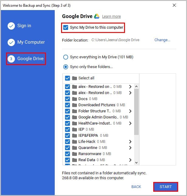 backup and sync client step 4