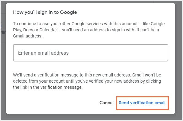 Verification email