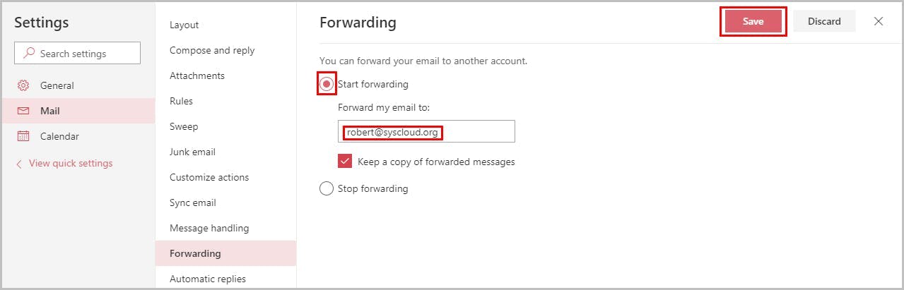 forwarding option