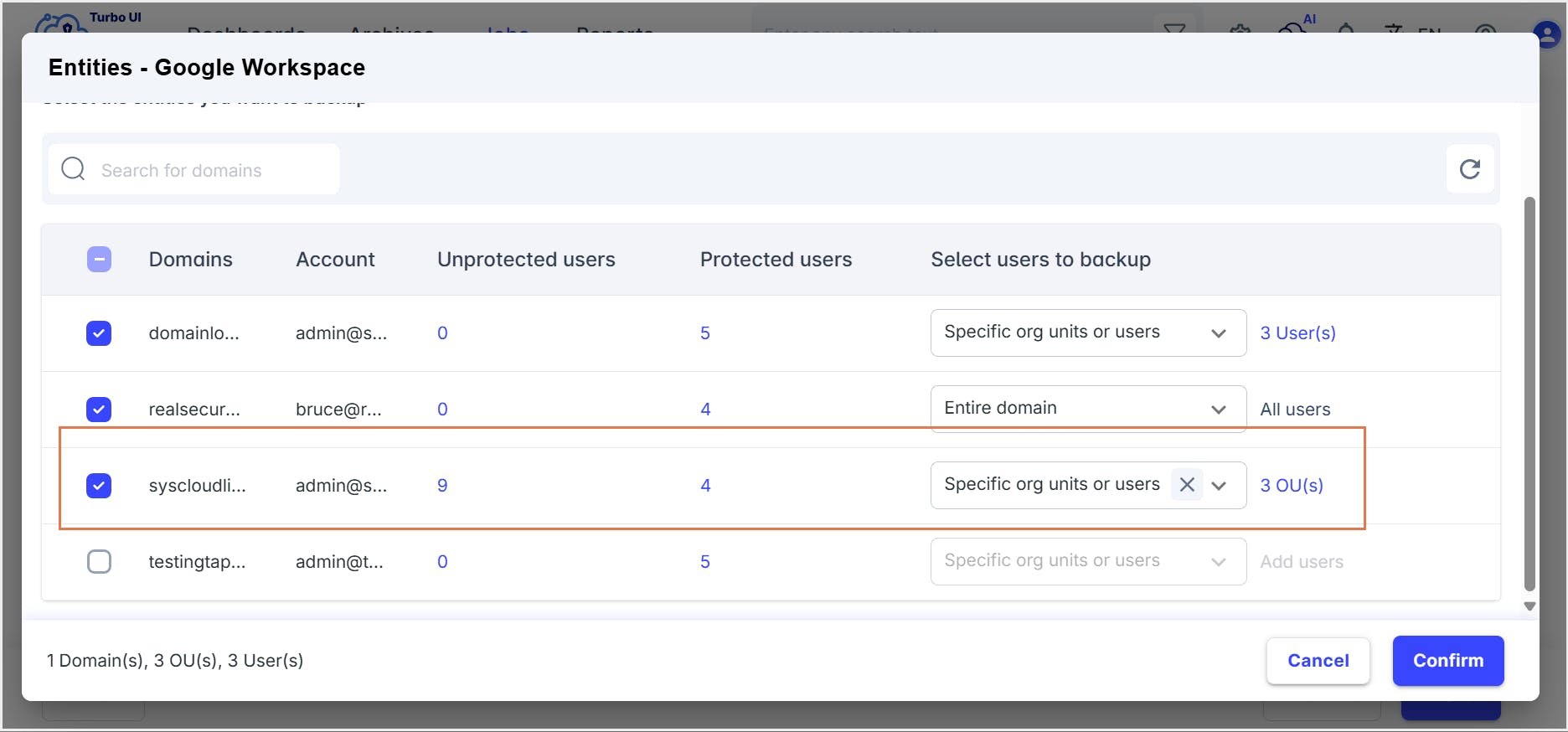 SysCloud backup for Google Workspace