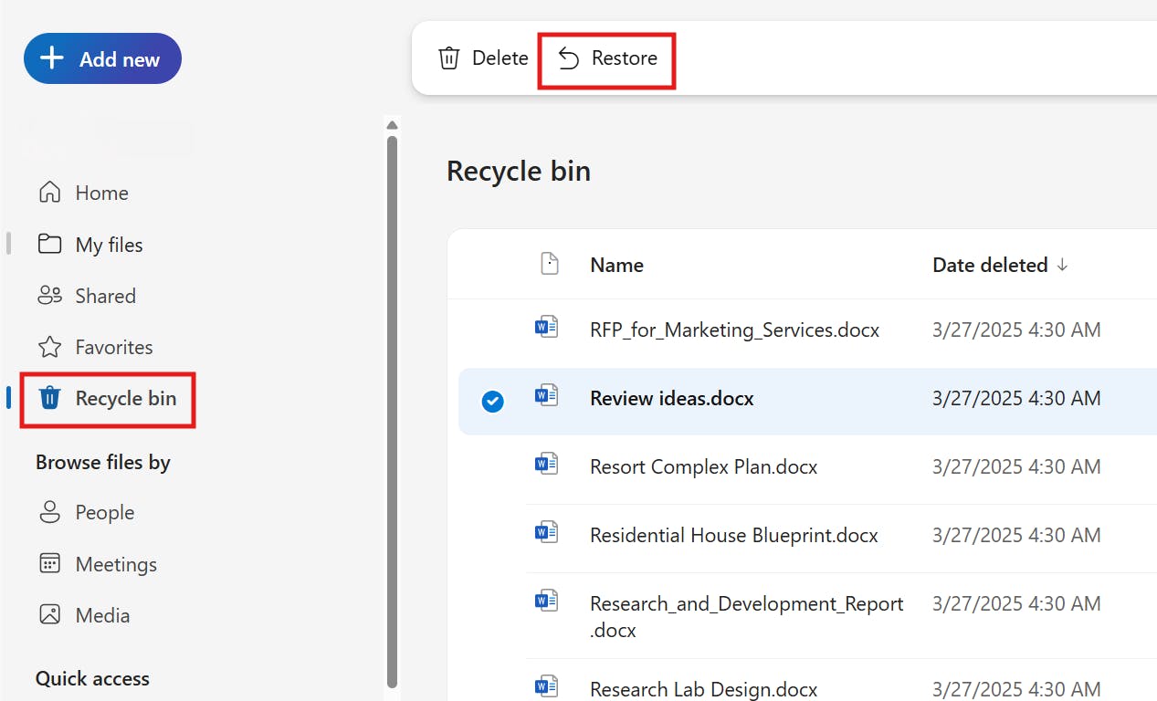 Restore Recycle Bin