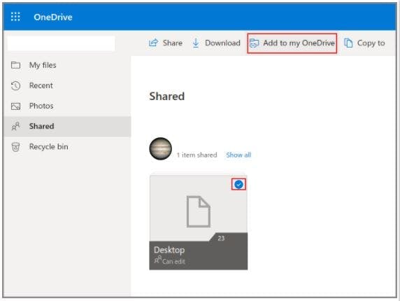 How Can I Add a Shared Folder in OneDrive- step 3