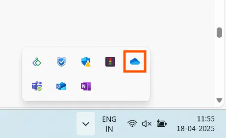 onedrive backup taskbar
