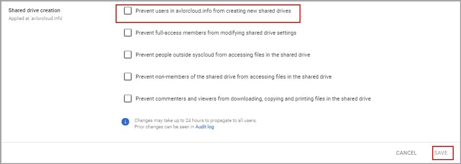 How Can an Admin Enable the Shared Drive- step 4