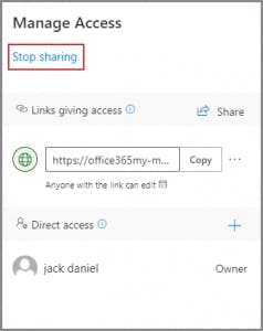 How Can I Unshare a Document in Onedrive- step 5
