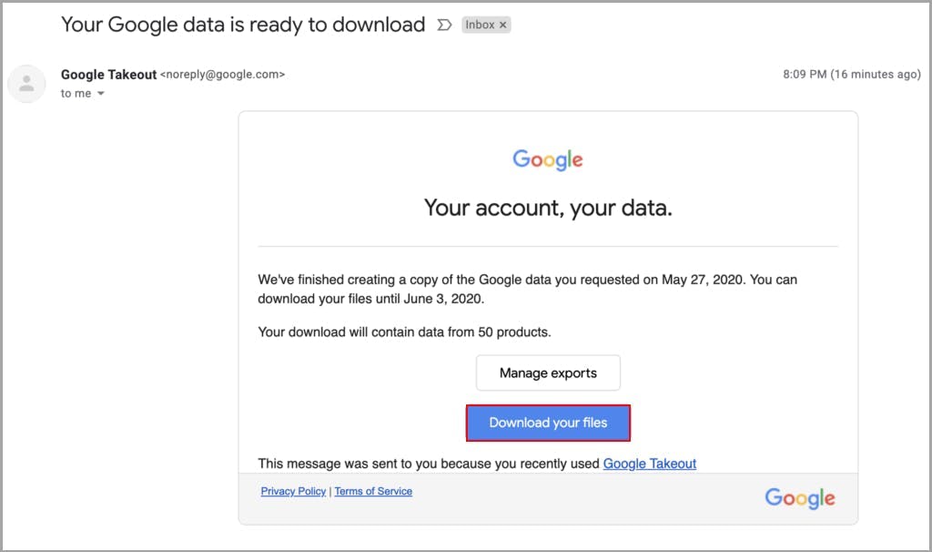 backup google drive using google takeout step 5