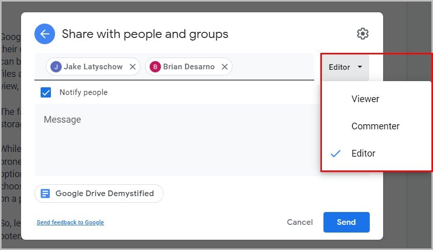 Sharing on Google Drive - step 2