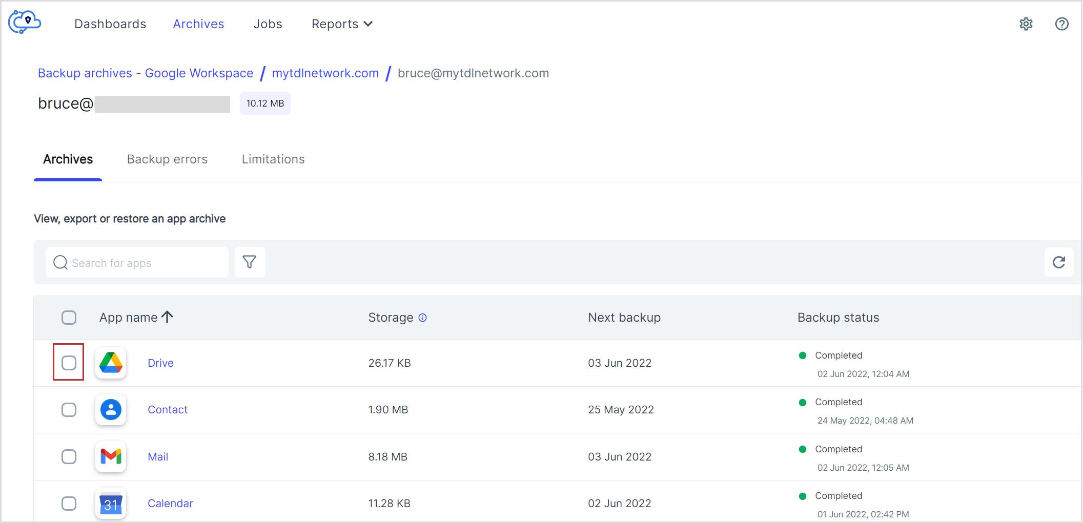 Transfer Drive files from SysCloud backup archives