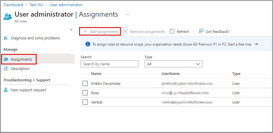assign admin roles for azure administrative units
