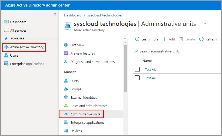 create an administrative unit