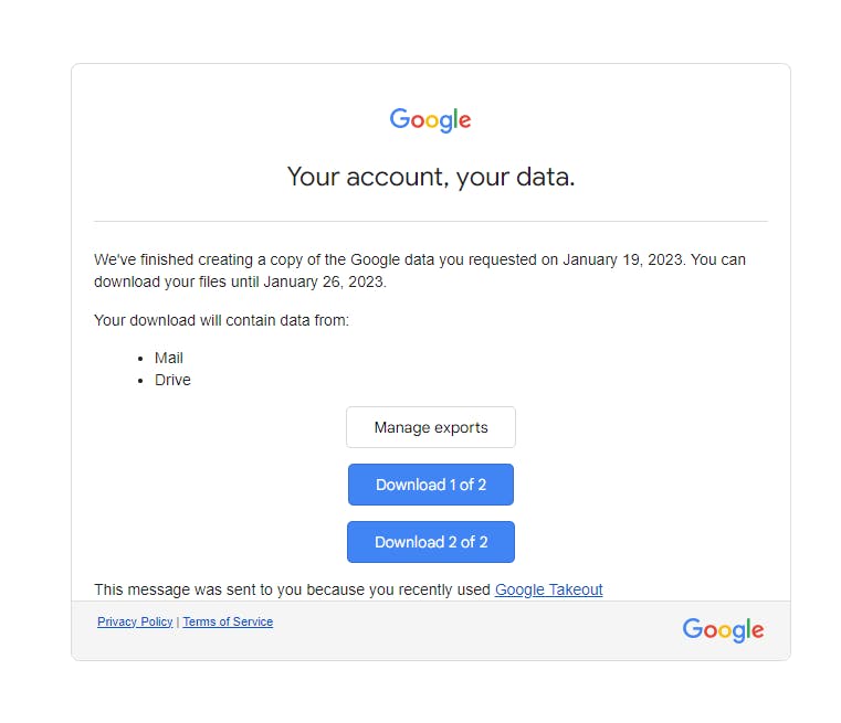 google takeout download link