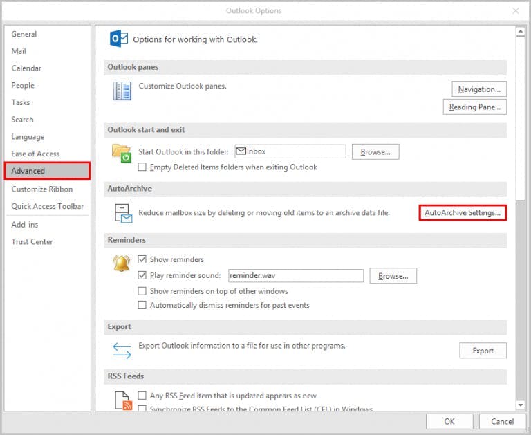 How to Set Up Auto Archiving Feature in Outlook- step 2