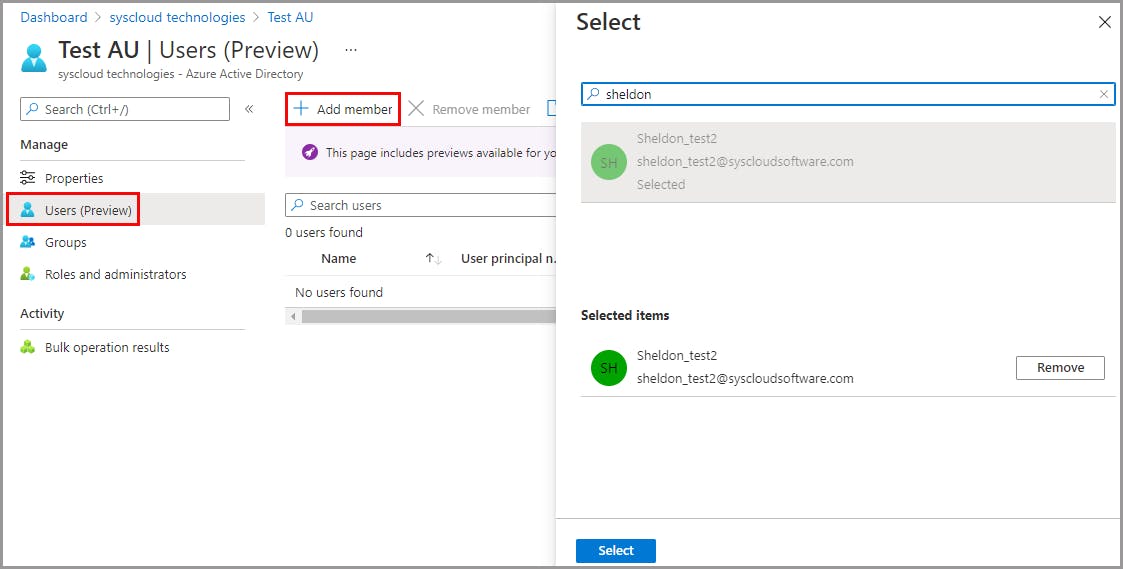 add users to azure administrative unit