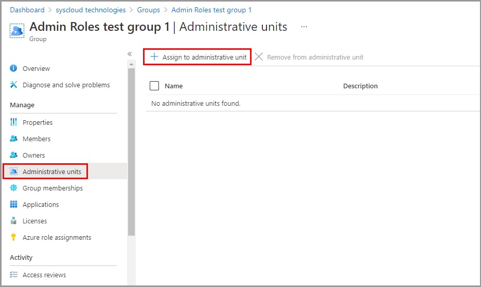 add a group to administrative units