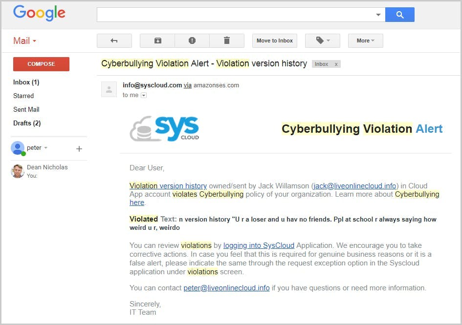 Cyberbullying in School- Syscloud email