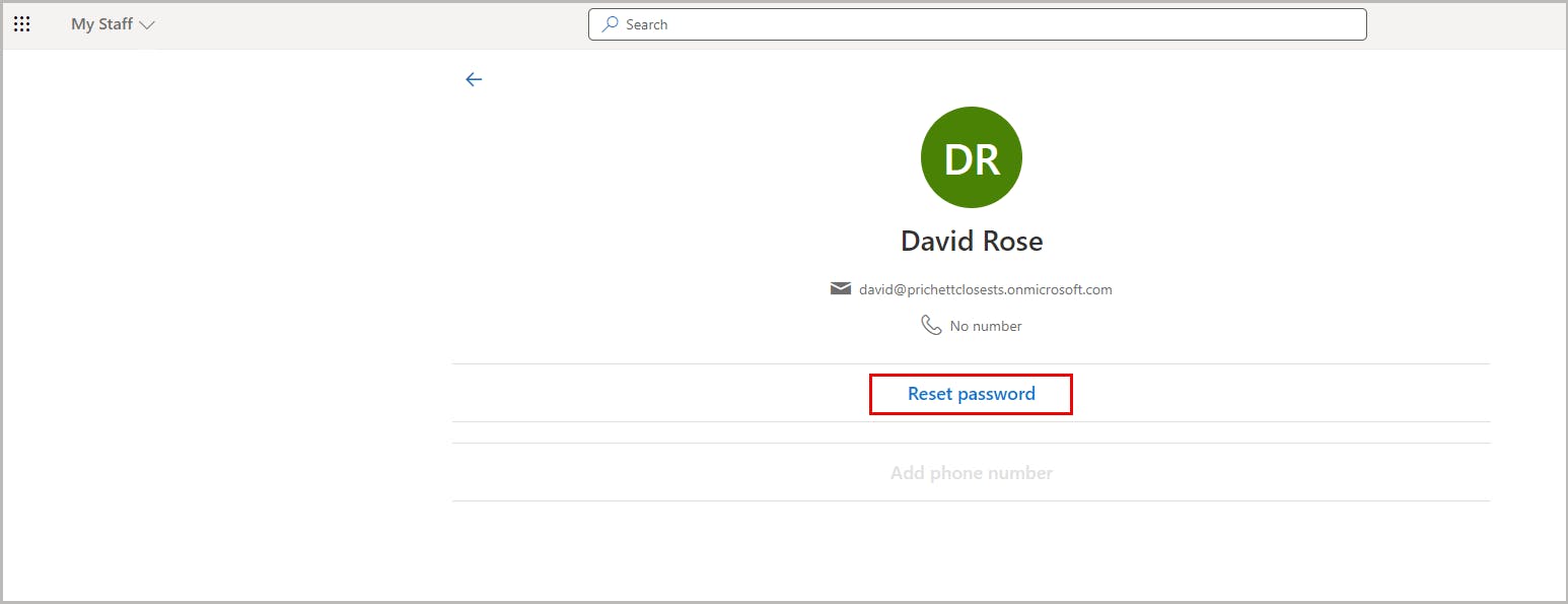reset user password in my staff portal