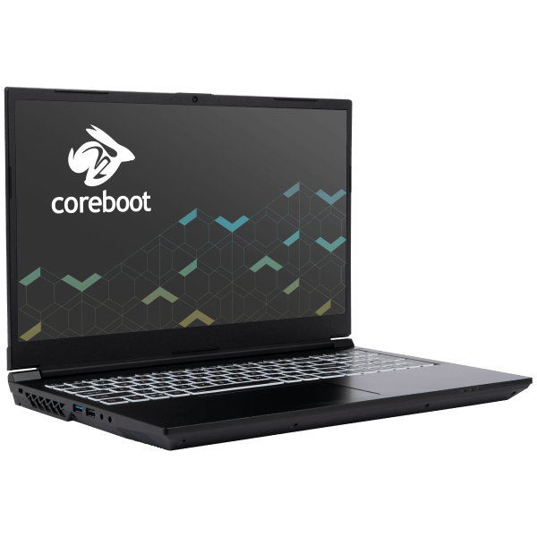 A System76 Adder WS 15" with coreboot quarter-turned right. 